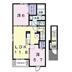 フォレスト　ヒルズ 2階2LDKの間取り