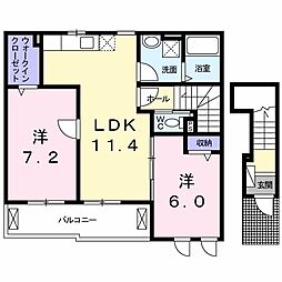 レヴェランスB 2LDKの間取図画像