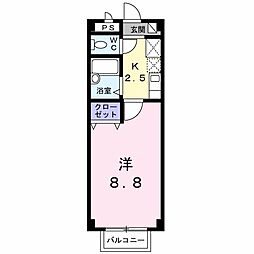 リュエルサンセール 1Kの間取図画像