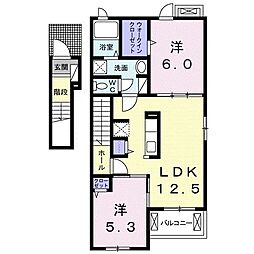 ベレ・フォンティーヌ1 2LDKの間取図画像
