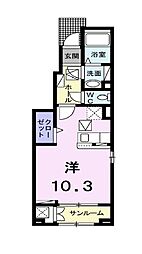 H・K・RSUNAYAMA1 ワンルームの間取図画像