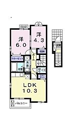 オリーブ 2LDKの間取図画像