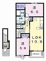 サニーガーデンU 2LDKの間取図画像