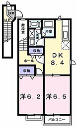サウスメゾン 2DKの間取図画像