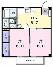 ファミールみやまえ 2DKの間取図画像