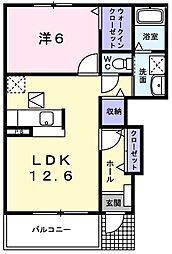 プライムA棟 1LDKの間取図画像