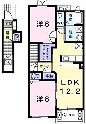 サンライズ・ヴィラA 2LDKの間取図画像