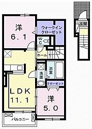 ラ・エトワール1 2LDKの間取図画像