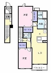 サニーセトルB 2LDKの間取図画像