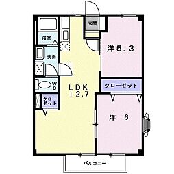 ニューシティ66 2階2LDKの間取り