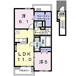 ブルーエトワールO 2LDKの間取図画像