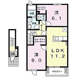 ジェルメ・エスト2 2LDKの間取図画像