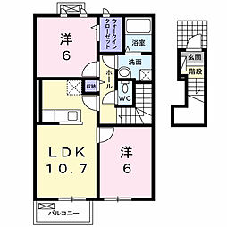 メゾンド・ファミーユ1 2LDKの間取図画像