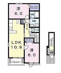 ピーメールA 2LDKの間取図画像