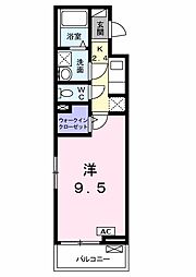 ソレイユ2 1Kの間取図画像