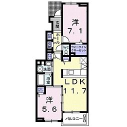 ベルフランB 2LDKの間取図画像