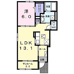 クレール・リード2B 1LDKの間取図画像