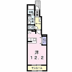 パインコーン　2番館 1階ワンルームの間取り