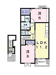 エスパス　ボヌール 2階2LDKの間取り