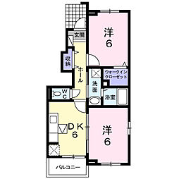 アルモニーS2 2DKの間取図画像