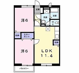ドルチェ 2階2LDKの間取り
