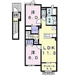 ニーラスクA 2LDKの間取図画像