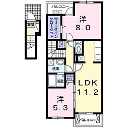 コンヴィスタ　Ｂ 2階2LDKの間取り