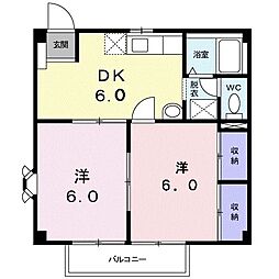 丸美ハウス 2DKの間取図画像