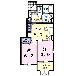 ミルキーウェイC 2DKの間取図画像