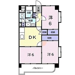 ボナール福間 3DKの間取図画像