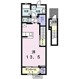 イーストビースティ　II 2階ワンルームの間取り