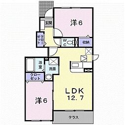 リバーサイドフラット2 2LDKの間取図画像