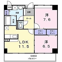 グランデフィオーレ 2LDKの間取図画像