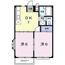 エルディムあべ 1階2DKの間取り