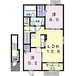 エバーグリーン瓜生 2LDKの間取図画像