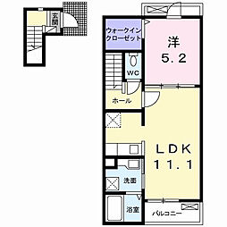 オリーブハウスB 1LDKの間取図画像