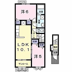 エーデルハイムK3 2LDKの間取図画像