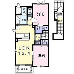 クレメントＭ・II 2階2LDKの間取り