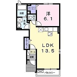 クレセントムーンＡ 1階1LDKの間取り