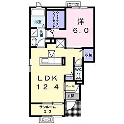 トレフルK 1LDKの間取図画像