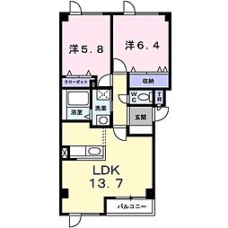 プロムナードF・M 2LDKの間取図画像