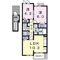 セフィオ・グレースF 2LDKの間取図画像
