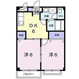 ボンレーブ 2階2DKの間取り