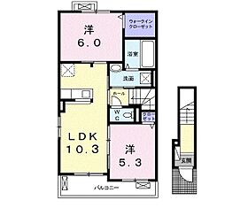 エスペランサ 2階2LDKの間取り