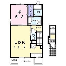 ヒラソル 1LDKの間取図画像