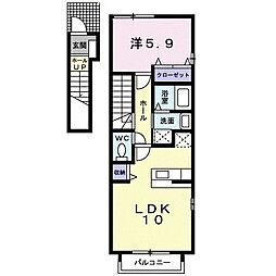ミルト　バーミィ 2階1LDKの間取り