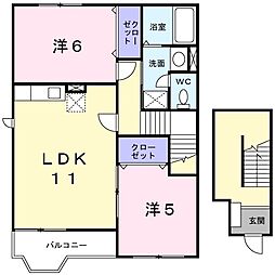 ガーデンロイヤルA館 2LDKの間取図画像