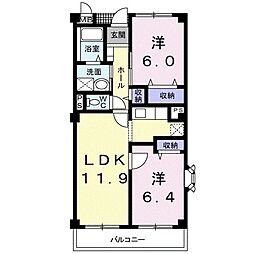 ハーヴェスト21 2LDKの間取図画像
