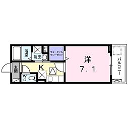 ウォーターリリー 1Kの間取図画像
