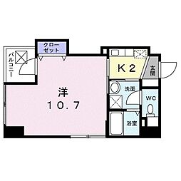 クレスト呉服町 3階1Kの間取り
